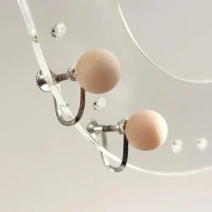 Minimalistische Ohrringe Sterlingsilber Vintage weiße Perlen Solitär Schraubverschluss - Bild 1 von 10