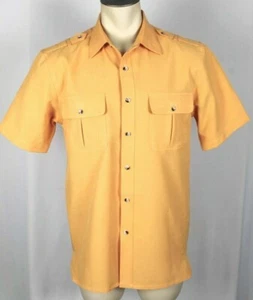 Vintage John Blair Linen Look Textured Camp Leisure Dreamsicle Shirt Sz Medium - Picture 1 of 3
