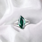 Natural Green Emerald Gemstone Filigree Party Wear Ring Size 8 925 Silver