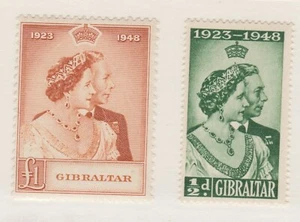 Gibraltar 121-22 King George VI One pound Silver Wedding 1948 VF mint - Picture 1 of 1