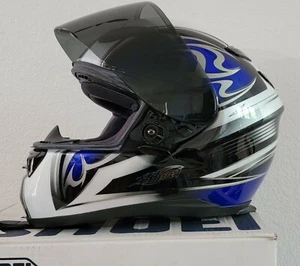 Classic SHOEI RF-1100 Motorcycle  Helmet Sz M Blue Black - Picture 1 of 13