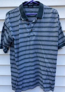 Men’s Shirt Pullover Striped Size M Aureus Brand Short Sleeve Collared Green - Picture 1 of 5