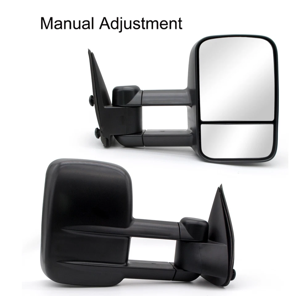 Espelhos de reboque manuais compatíveis 2001-2006 GMC Yukon XL 1500 2500 lado esquerdo+direito preto - Imagem 1 de 4