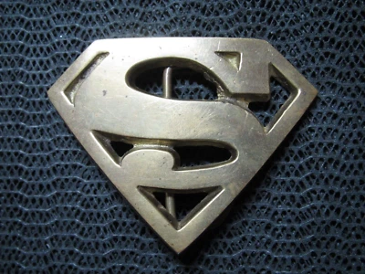 ¡Hebilla de cinturón hippie de latón con logotipo de Superman! ¡VINTAGE! RARO! ¡HEBILLA BARÓN! TAIWÁN 1978 Foto 1 de 4