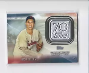 BOB FELLER 2021 TOPPS BASEBALL-70TH ANNIVERSARY LOGO PATCH INSERT-SHIPS FREE - Picture 1 of 24