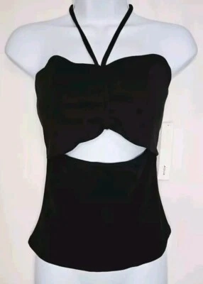 Aqua Women's Black Halter Tank Top w/ Front Cutout Size Medium - NWT - Image 1 of 4