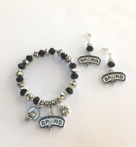 San Antonio Spurs Jewelry - Charm Bracelet And Earrings Cover