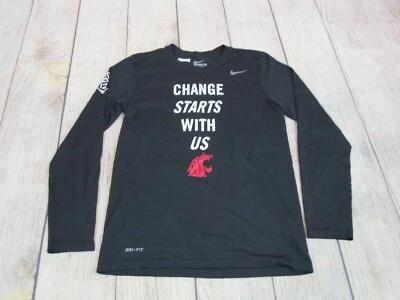 EMISIÓN EQUIPO Washington State WSU Cougar PAC-12 Cambio BLM Negro Manga Larga talla S* Foto 1 de 4