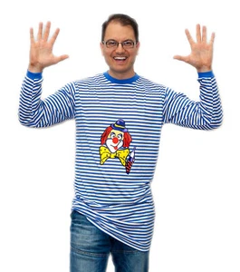 5 x Clown Hemd Shirt blau weiß Fasching, Kinder Geburtstag Party XL Kostüm - Bild 1 von 1