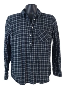 MERONA Womens Plaid Blouse SIZE L Long Sleeve BLack White Cotton - Picture 1 of 12