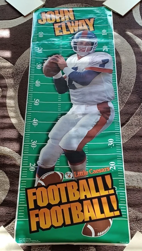 Póster de John Elway - GIGANTE NFL Denver Broncos Little Caesar's - RARO De colección Foto 1 de 4
