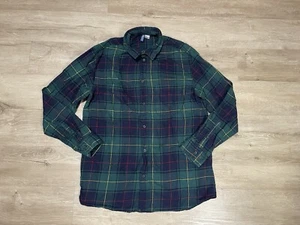 H&M Divided Long Sleeve Button Down Shirt Men’s Size L Navy Blue Green Plaid - Picture 1 of 8