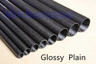 3K Carbon Fiber Tube 5mm 6mm 7mm 8mm 9mm 10mm x 500mm Roll Rod/Poles Matt Gloss  - Image 1 of 4
