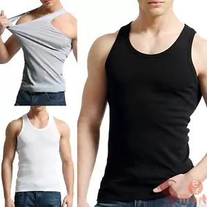 3 PC Mens 100% Cotton Tank Top A-Shirt Wife Beater Undershirt Workout Shirt - Picture 1 of 10