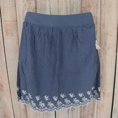 Falda corta Dressbarn para mujer L azul blanco lunares bordado encaje festoneado Foto 1 de 4
