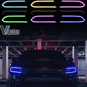 2X LED Projector Headlights Fit Dodge Charger 2015-2022 Upgrade RGB DRL Assembly - Picture 1 of 13