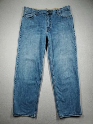 Pantalones de mezclilla vintage plugg para hombre 38x34 relajados rectos tiro medio lavado medio Y2K Foto 1 de 4