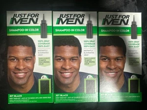 Lot Of 3 Just For Men Shampoo-in Hair Dye for Men, H-60 Jet Black - Picture 1 of 1