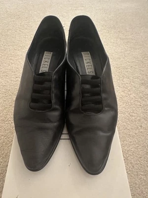 Женские винтажные ботильоны/лодочки на низком каблуке никели размер 7 B - Изображение 1 из 4