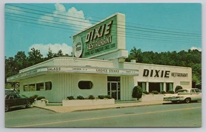 Johnson City TN Dixie Drive-In Restaurant 1960er Postkarte Art Deco Design geschlossen - Bild 1 von 4