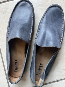 Mens 14 M Born Allan Blue Suede Casual Slip On Leather Loafer Shoes Distressed - Picture 1 of 4