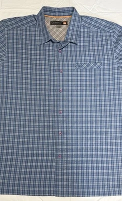 Quiksilver Waterman Shirt Mens Blue Gingham Plaid Short Sleeve Button Up - Large - Image 1 of 4