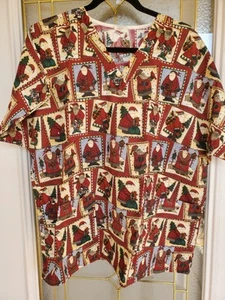 Tafford Vintage Look Christmas Scrub Top size Large - Picture 1 of 3