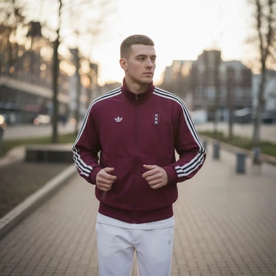 Adidas Originals мужской M куртка Ajax Амстердам юбилей трек Топ бордовый - Изображение 1 из 4