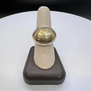 Sterling Silver Silpada Brass Timber Wood Grain Statement Ring Size 9 - Picture 1 of 11
