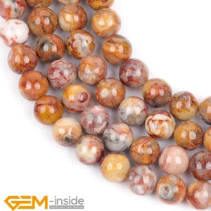 Yellow Crazy Lace Agate Natural Gemstone Round Loose Spacer Beads Strand 15" DIY - Picture 1 of 30