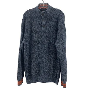 Tommy Hilfiger Gray Blue Marled Knit Henley Pullover Sweater Men's 2XL Cotton - Picture 1 of 5