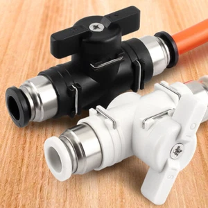 1PCS Black/White Pneumatic Ball Valve Push to Connect Fitting Tube OD 4mm - 12mm - Picture 1 of 21