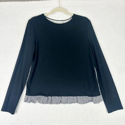 Top Kate Spade Broome Street Talla Pequeña Volantes Rayas Mezcla Modal Preppy Foto 1 de 4