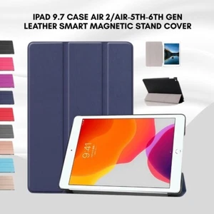iPad 9.7 Case Air2-Air-5th-6th Gen Leather Smart Magnetic Stand Cover - Picture 1 of 16