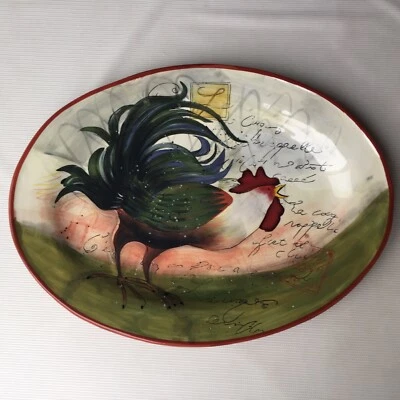 Certified Intenational Rooster Serving Platter Tray Plate Dish Farm Country Core - Image 1 of 4