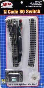 Atlas #2700 Left Remote Standard Switch Track - Code 80 Rails - N Scale  - Picture 1 of 2