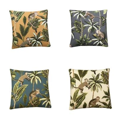 Exotic Animal Rainforest Squirrel Monkey Jungle tropical palm tree cushion cover — 第 1/4 张图片