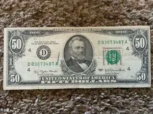 1977 $50 Federal Reserve Note #D 03073487 A - Picture 1 of 2