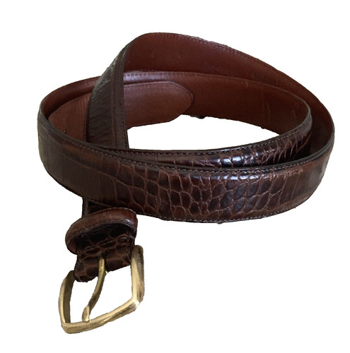 Abito da uomo COACH # 5903 Croc in rilievo taglia 38 marrone in pelle fibbia in ottone