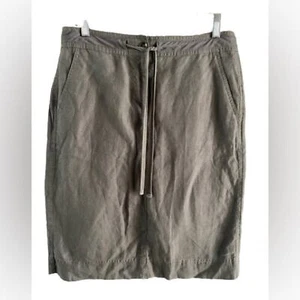 Talbots Women's 6 Pure Irish Linen Green Drawstring Skirt Preppy Work Academia - Picture 1 of 9