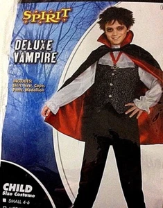 Jungen Vampir Kostüm Geist Halloween Shirt Weste Umhang Hose Junge Große 34" Brustumfang - Bild 1 von 1