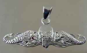 US Navy Licensed Submarine dolphin pendant Punisher Skull solid .925 sterling - Picture 1 of 2