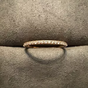 Fede nuziale in oro rosa 14 carati vera rotonda micropave eternità 6,5 - Foto 1 di 6