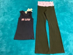 So Low Heart w Wings Fold Over Yoga Flare Pants 25 x 29 Rib Logo Tank Top L - Picture 1 of 9