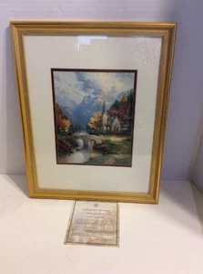 Litografía Thomas Kinkade enmarcada The Mounain Chapel Thomas Kinkade certificado de autenticidad - Imagen 1 de 6
