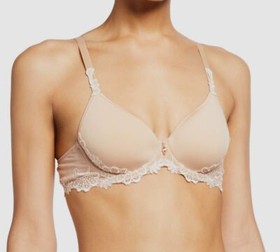 $145 Lise Charmel Women's Beige Floral Full Coverage Underwire Bra Size 40B