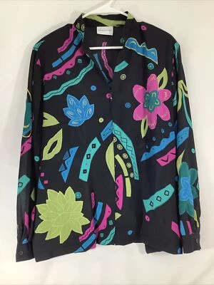 ALFRED DUNNER Semi Transparente Cremallera Ligera Chaqueta Blusa Artística Floral Chamarra Foto 1 de 4