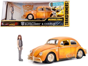 VW BEETLE WEATHERED YELLOW W/CHARLIE FIGURE "BUMBLEBEE" MOVIE 1/24 BY JADA 30114 - Picture 1 of 9