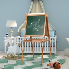 Kids Wooden Easel 2 in 1 Blackboard Whiteboard Children Drawing Art Chalk Board