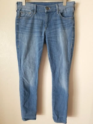 True Religion Jeans Womens sz 28 Blue Mid Rise Super Skinny Light Wash USA Made - Image 1 of 4